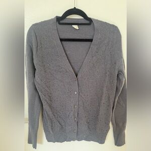 J.Crew Beaded V-Neck Cardigan Sweater L